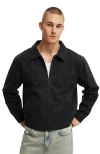 Cotton On Cropped Harrington Jacket In Washed Black