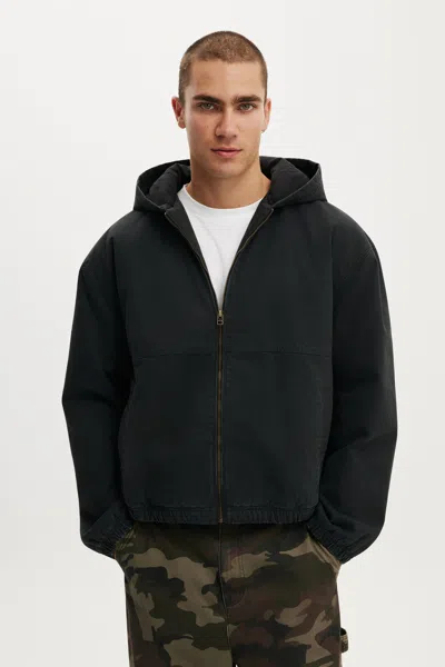 Cotton On Cropped Hooded Bomber In Black