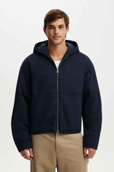 Cotton On Cropped Hooded Bomber In Washed Indigo