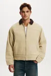 Cotton On Cropped Worker Jacket In Brown