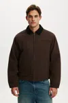 Cotton On Cropped Worker Jacket In Chocolate