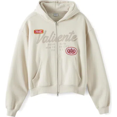 Cotton On Cropped Zip Up Graphic Hoodie In Neutral