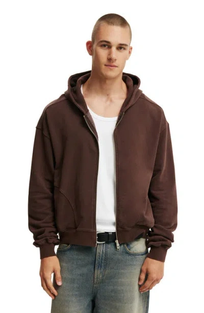 Cotton On Cropped Zip Up Hoodie In Brown