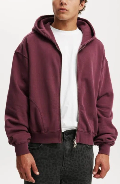 Cotton On Cropped Zip Up Hoodie In Burgundy