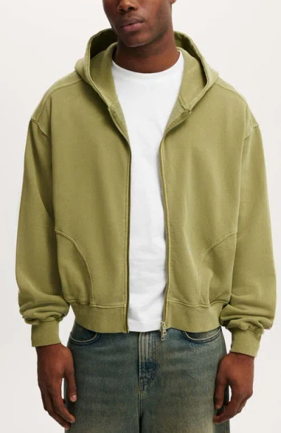 Cotton On Cropped Zip Up Hoodie In Green