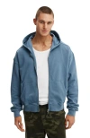 Cotton On Cropped Zip Up Hoodie In Blue