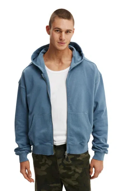 Cotton On Cropped Zip Up Hoodie In Blue