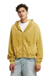 Cotton On Cropped Zip Up Hoodie In Chartreuse  Y2k Wash