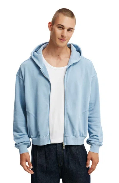 Cotton On Cropped Zip Up Hoodie In Pearl Blue