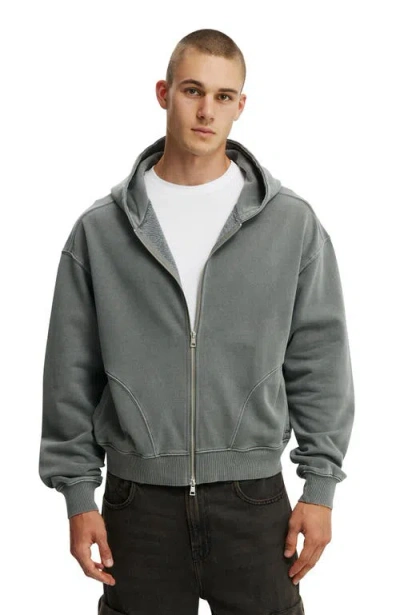 Cotton On Cropped Zip Up Hoodie In Slate Stone