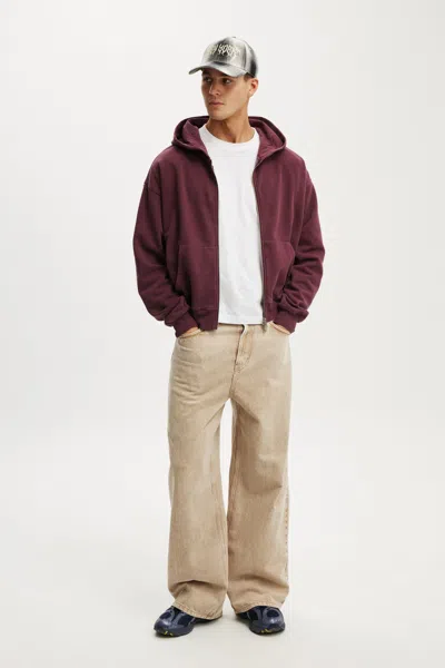 Cotton On Cropped Zip Up Hoodie In Burgundy