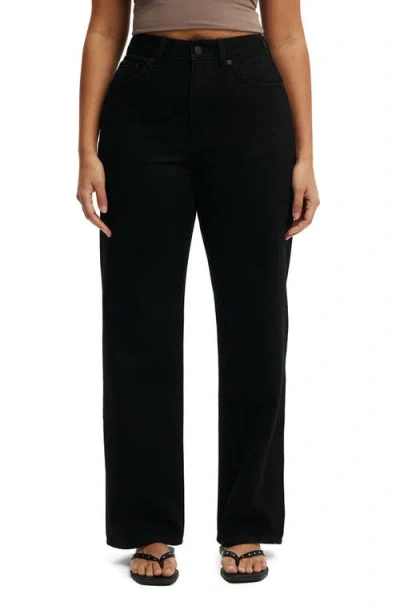 Cotton On Curvy 91 High Waist Straight Leg Jeans In Black