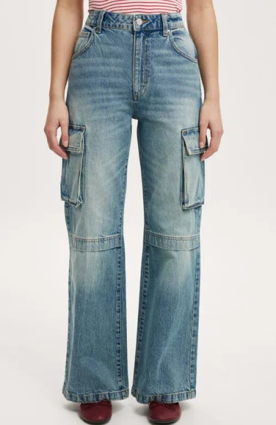 Cotton On Curvy Cargo Wide Jean In Canyon Blue
