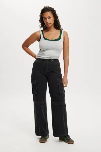 Cotton On Curvy Cargo Wide Jean In Black