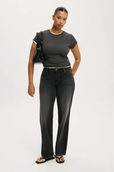 Cotton On Curvy Low Rise Straight Jean In Drift Black