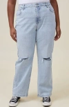 Cotton On Curvy Stretch Straight Jean In Palm Blue Rip
