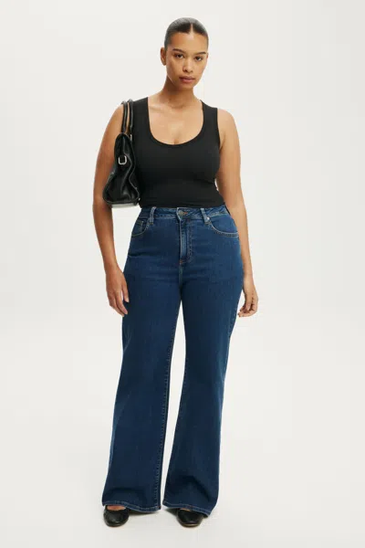 Cotton On Curvy Stretch Wide Jean In Gemini Blue Pocket