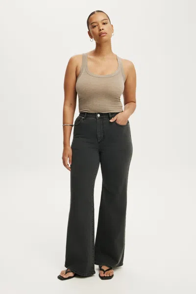 Cotton On Curvy Stretch Wide Jean In Leo Black
