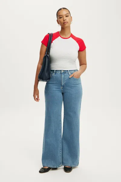 Cotton On Curvy Stretch Wide Jean In Pisces Blue