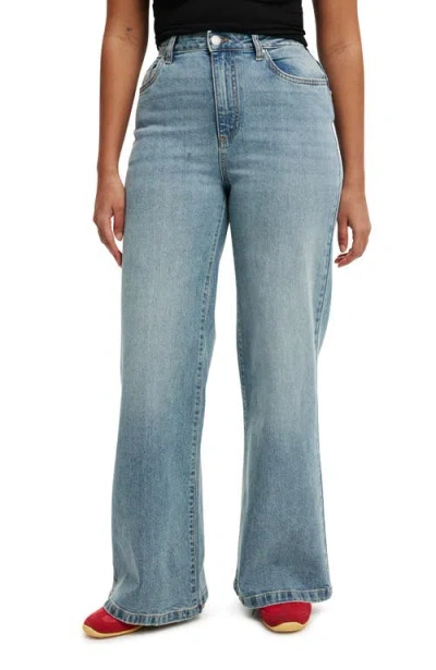 Cotton On Curvy Stretch Wide Jean In Stone Blue
