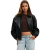Cotton On Darcy Faux Leather Bomber In Black