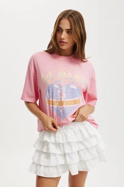 Cotton On Def Leppard Music Boxy Graphic Tee In Pink
