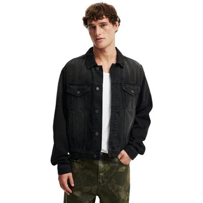 Cotton On Denim Trucker Jacket In Washed Black