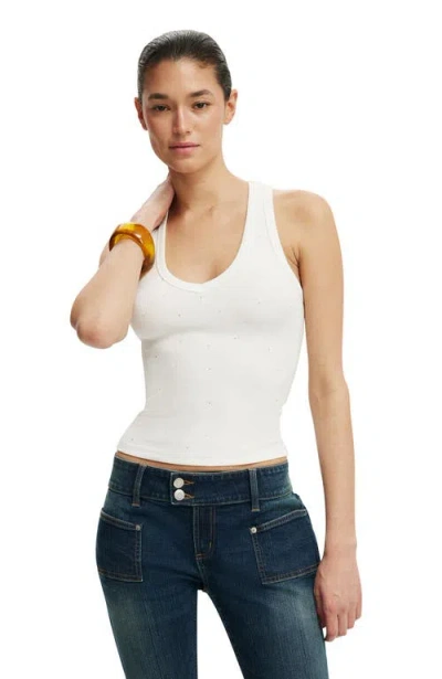 Cotton On Diamante Racer Back In Neutral