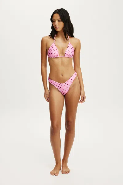 Cotton On Dip Front High Side Brazilian Bikini Bottom In Pink