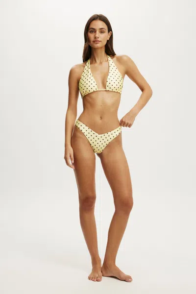 Cotton On Dip Front High Side Brazilian Bikini Bottom In Missy Spot Mellow Yellow