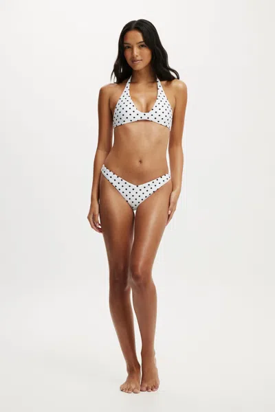 Cotton On Dip Front High Side Brazilian Bikini Bottom In Missy Spot White Wash