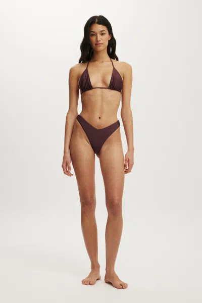 Cotton On Dip Front High Side Brazilian Bikini Bottom In Brown
