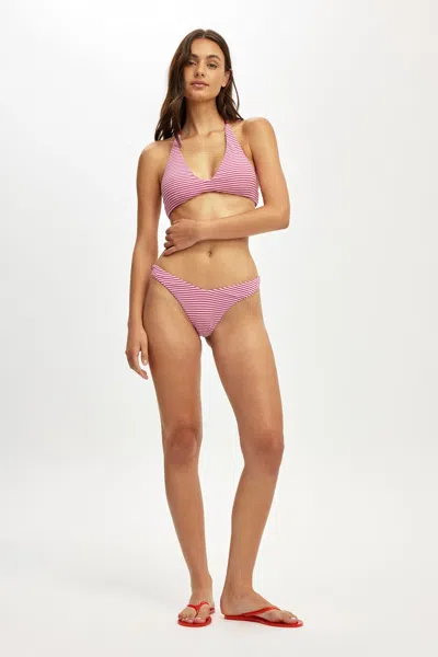 Cotton On Dip Front High Side Brazilian Bikini Bottom In Purple