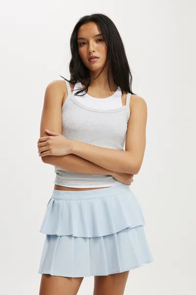 Cotton On Double Pleated Mini Skirt In Daydream Blue