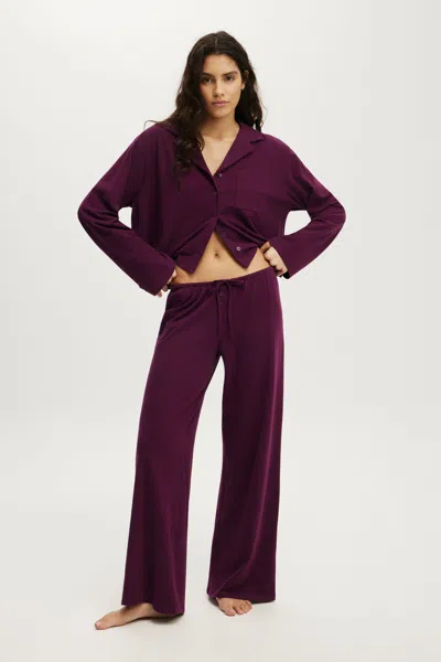 Cotton On Dreamy Soft Boxy Button Down Shirt In Blackcurrant