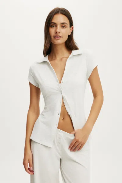 Cotton On Dreamy Soft Button Up Fitted Polo In Neutral