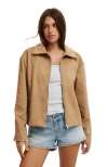 Cotton On Drew Faux Suede Jacket In Tan