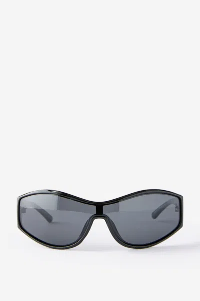 Cotton On Drew Shield Sunglasses In Black