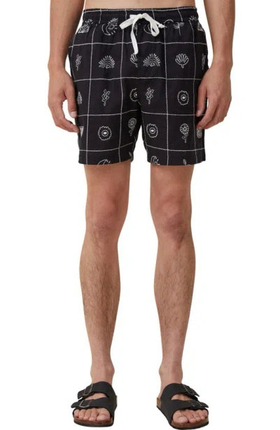 Cotton On Easy Cotton Blend Drawstring Shorts In Black Grid
