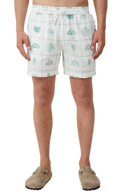 Cotton On Easy Cotton Blend Drawstring Shorts In Green Grid