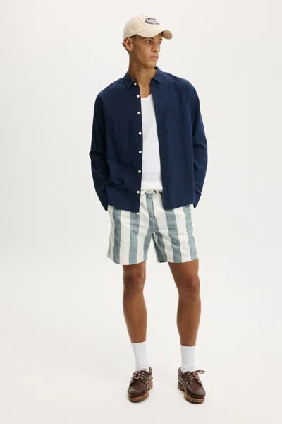 Cotton On Easy Short In Dusty Blue Bold Stripe