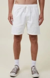 Cotton On Easy Cotton Blend Drawstring Shorts In White Texture