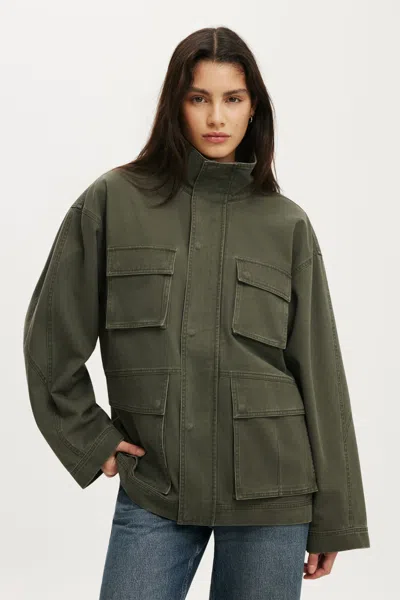 Cotton On Eavis Parka Jacket In Washed Green