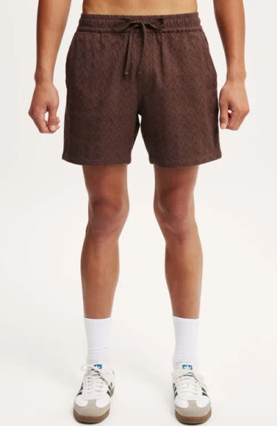 Cotton On Elevated Easy Short In Chocolate Zig Zag Knit