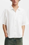 Cotton On Eli Linen Blend Short Sleeve Shirt In White