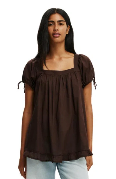 Cotton On Eliza Babydoll Tunic Top In Brown