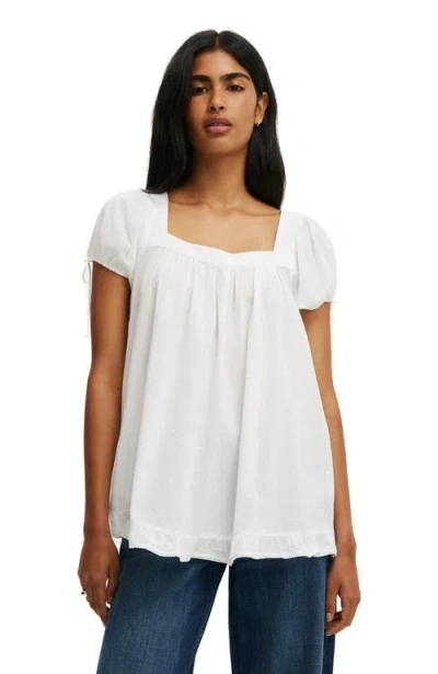 Cotton On Eliza Babydoll Tunic Top In White