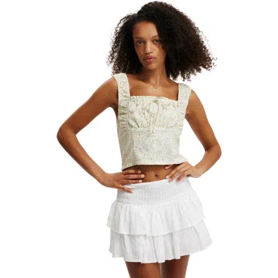 Cotton On Ella Corset Top In Isabelle Floral Lemon