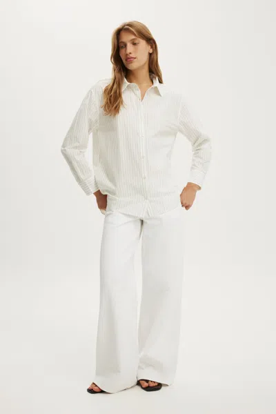 Cotton On Ella Wrap Long Sleeve Shirt In White