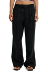 Cotton On Elle Linen Wide Leg Suiting Pant In Black